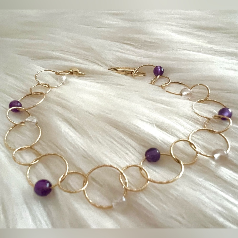 14k gold CAODURO Italian Luxury bracelet rings/circles - Picture 12 of 13